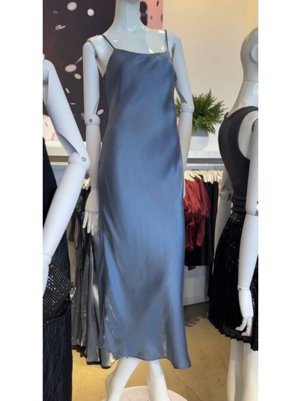 Joe Fresh Slip Satin Party Dress in Grey Blue